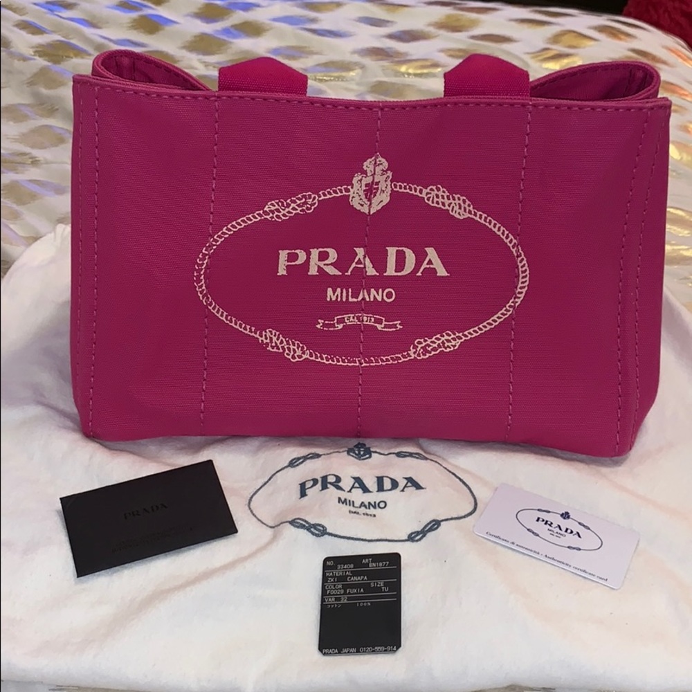 ❗️SALE❗️Prada Canapa Shopping Pink Canvas Tote